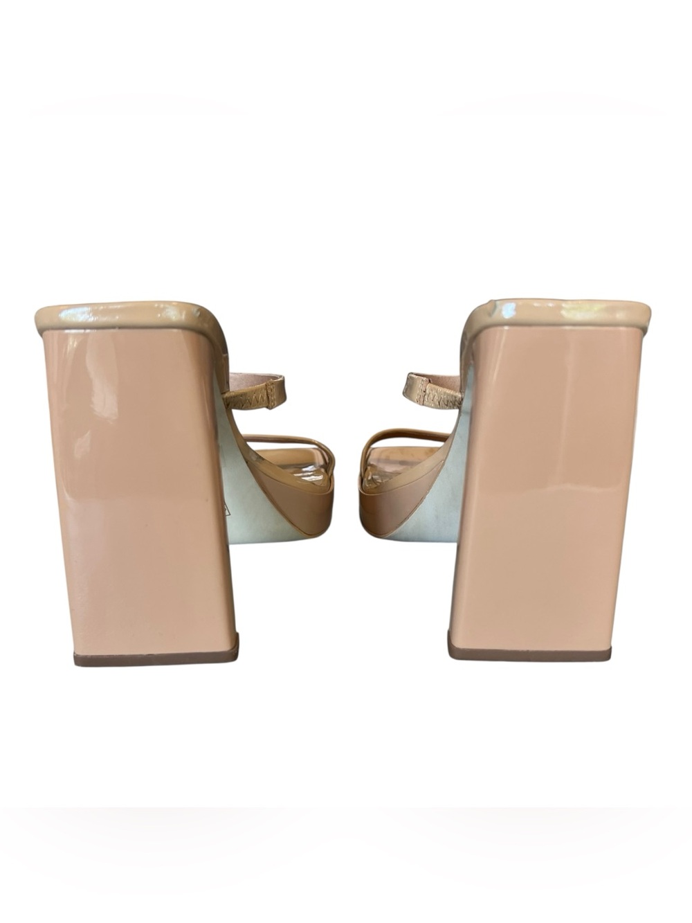 Jeffrey Campbell Women’s Sz 8.5 Taupe Hustler Platform Sandal Square Toe - Picture 7 of 10